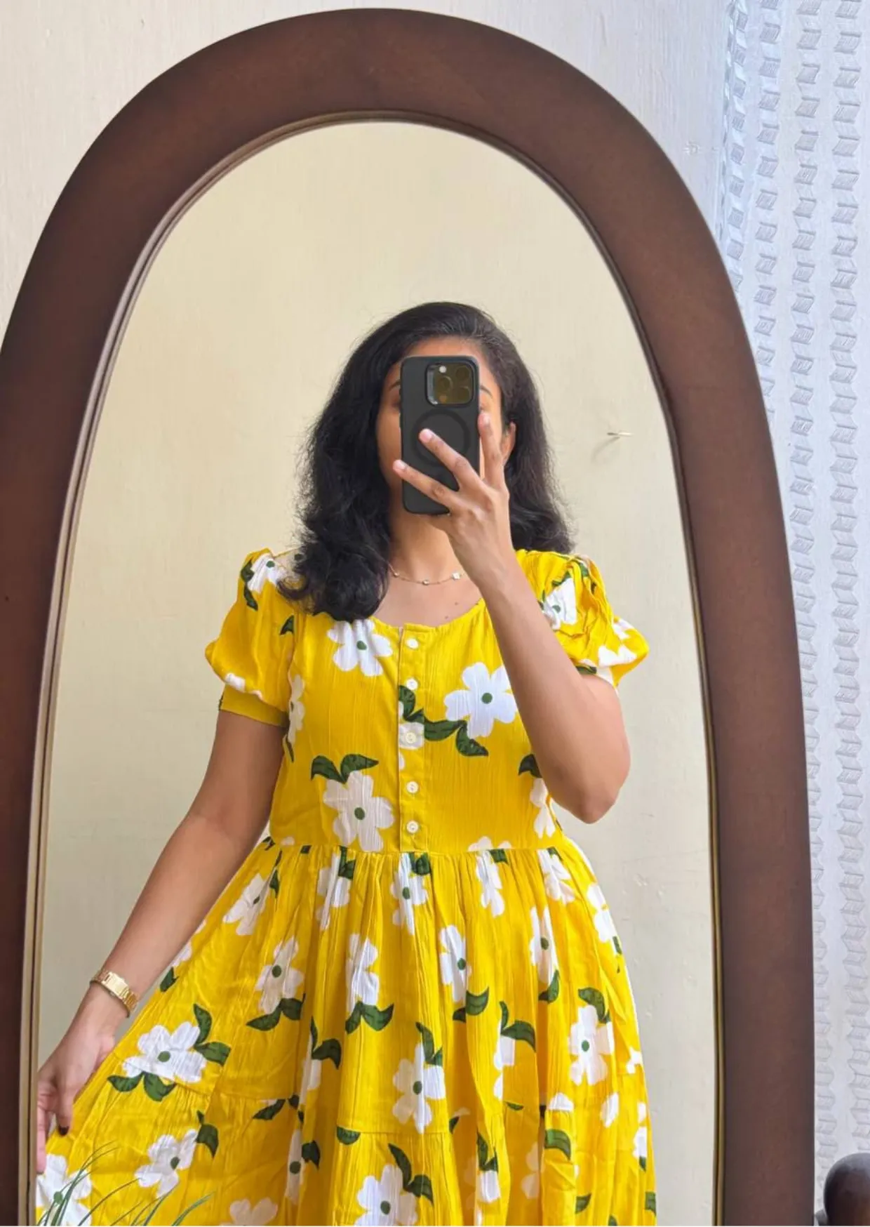 sunny floral soft cotton midi dress - yooneck