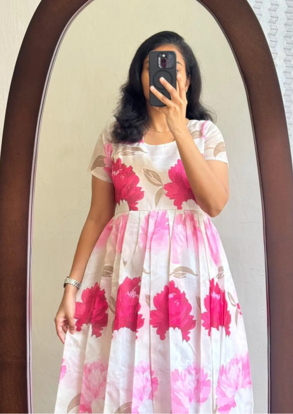 gulabi pushpanjali soft cotton dress - yooneck