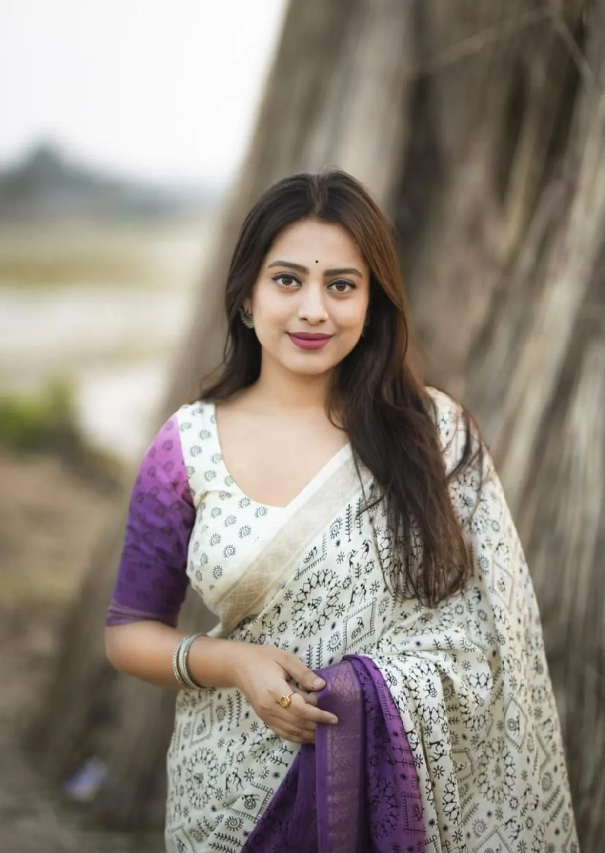 wonderful worli cotton crape saree – single color edition - yooneck