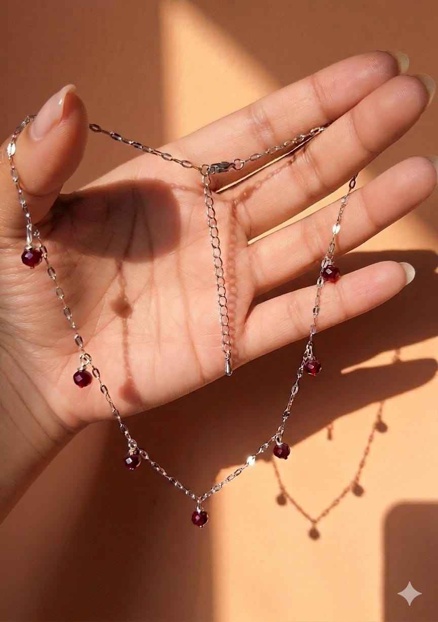 ruby charm drop necklace
