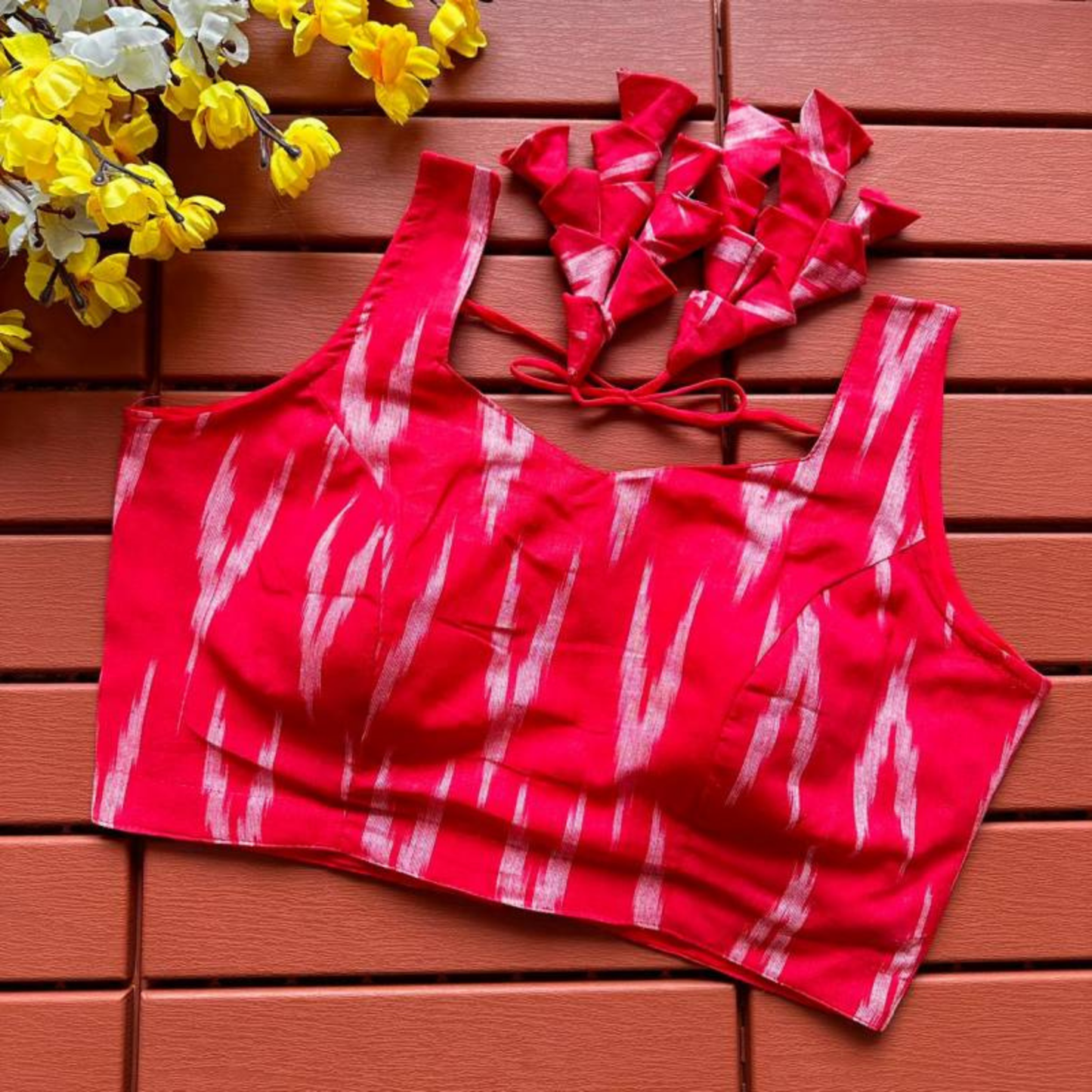 eshani scarlet ikat cotton blouse