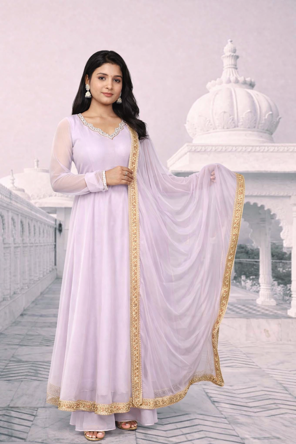 shagun lilac anarkali suit set