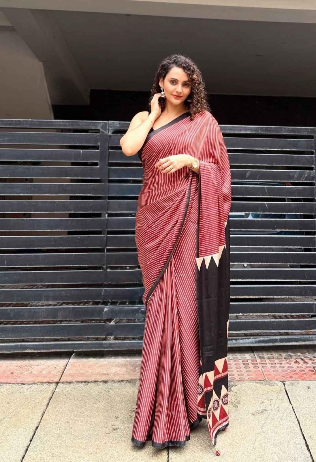 raktima rekha modal silk saree - yooneck