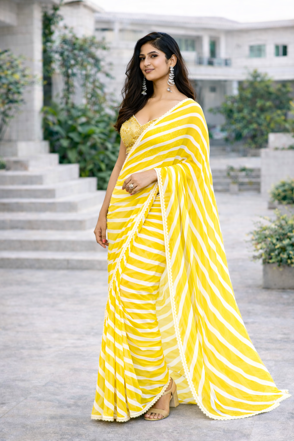 sunlit leheriya georgette saree