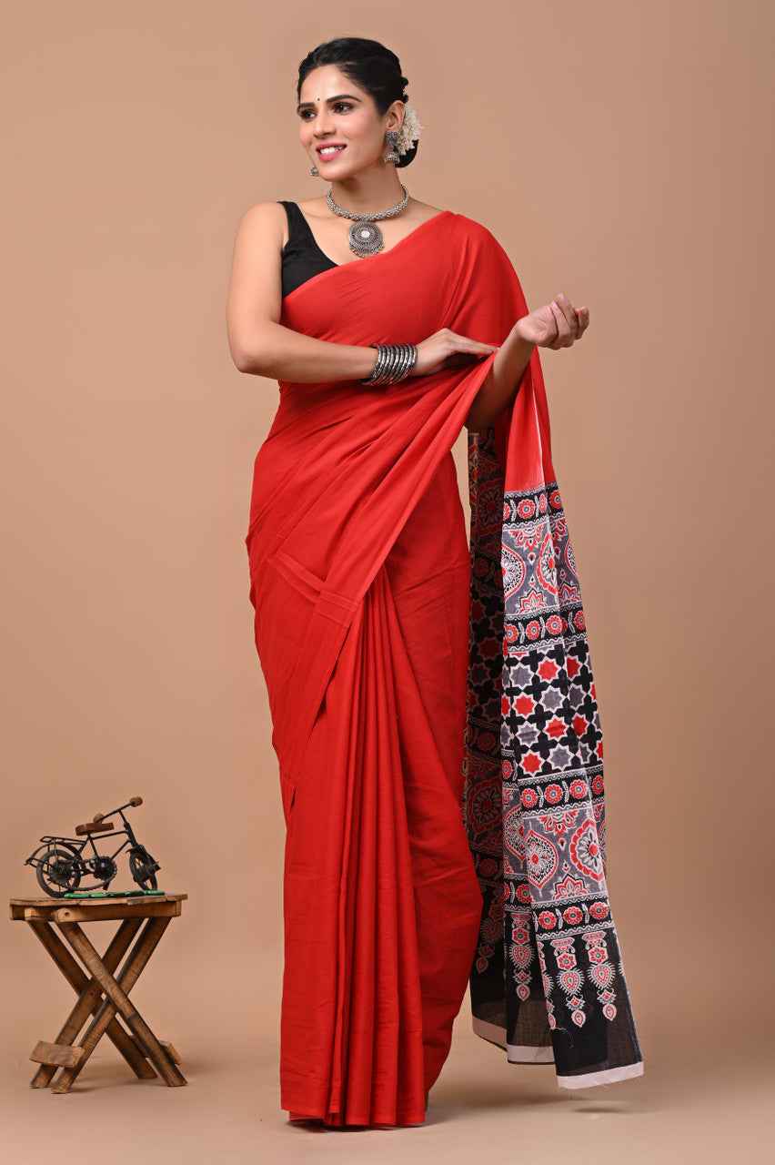 laal pari the scarlet whisper mulmul cotton saree - yooneck
