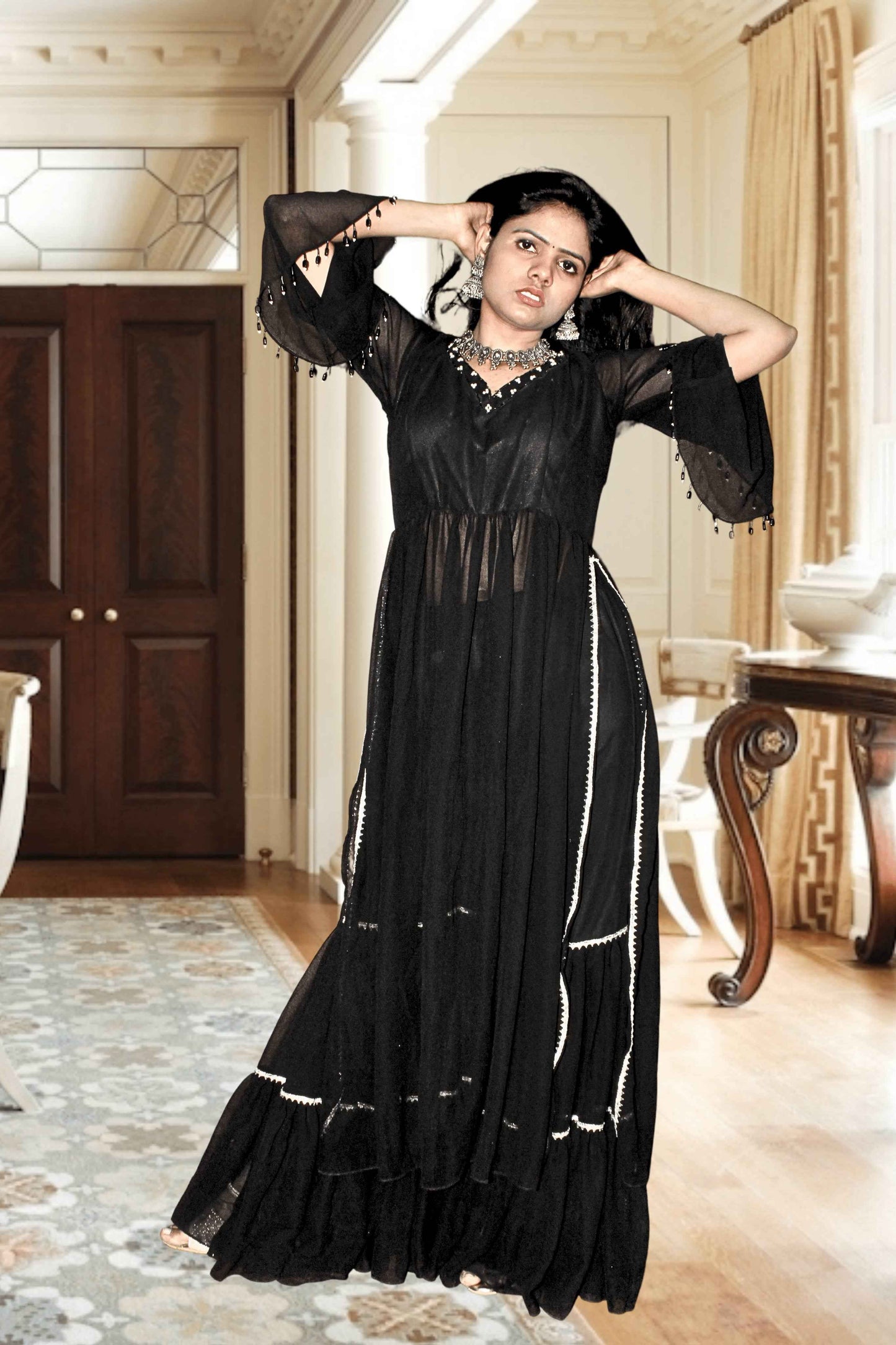 shyama black sharara set - yooneck
