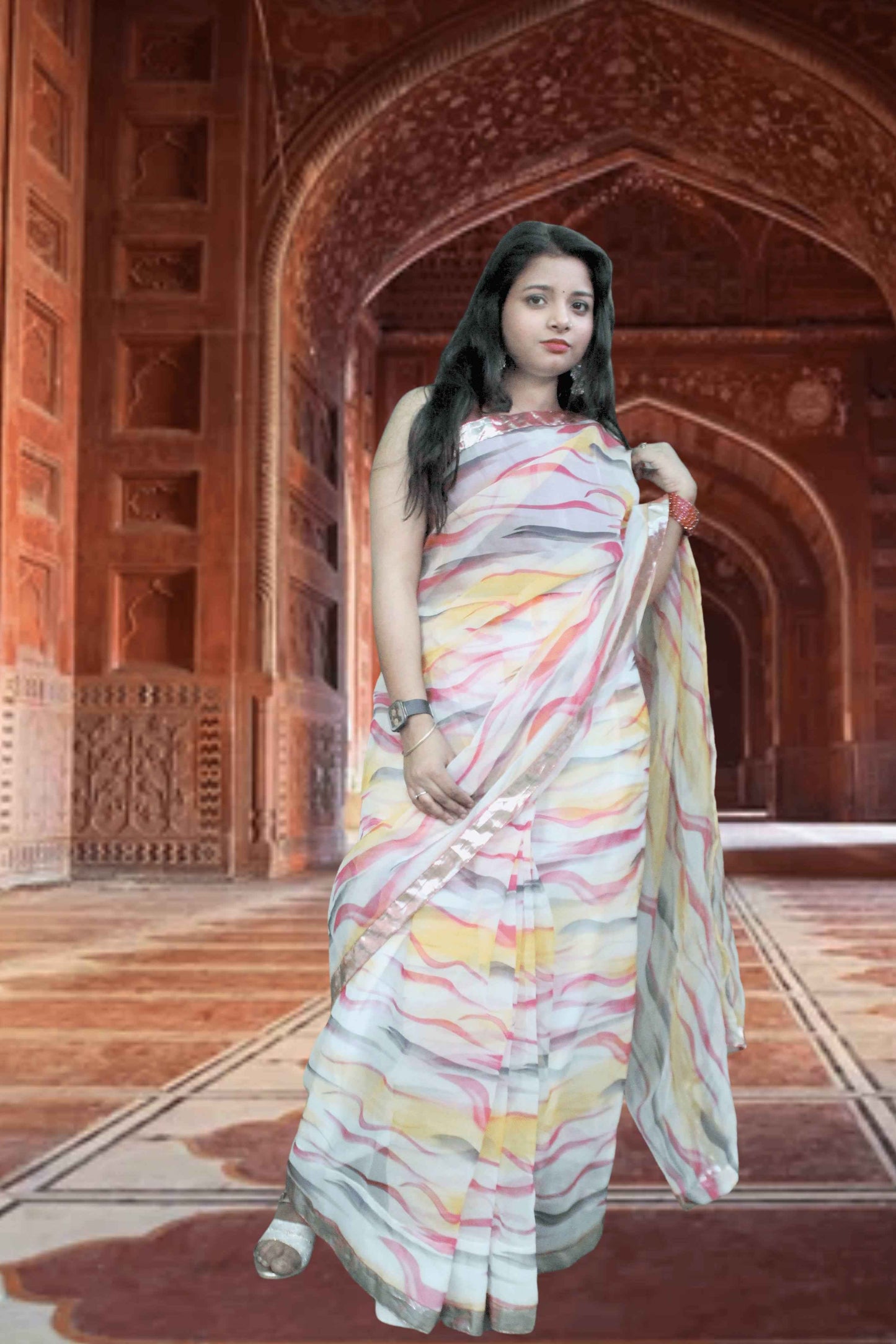tarang leheriya organza saree with blouse - yooneck