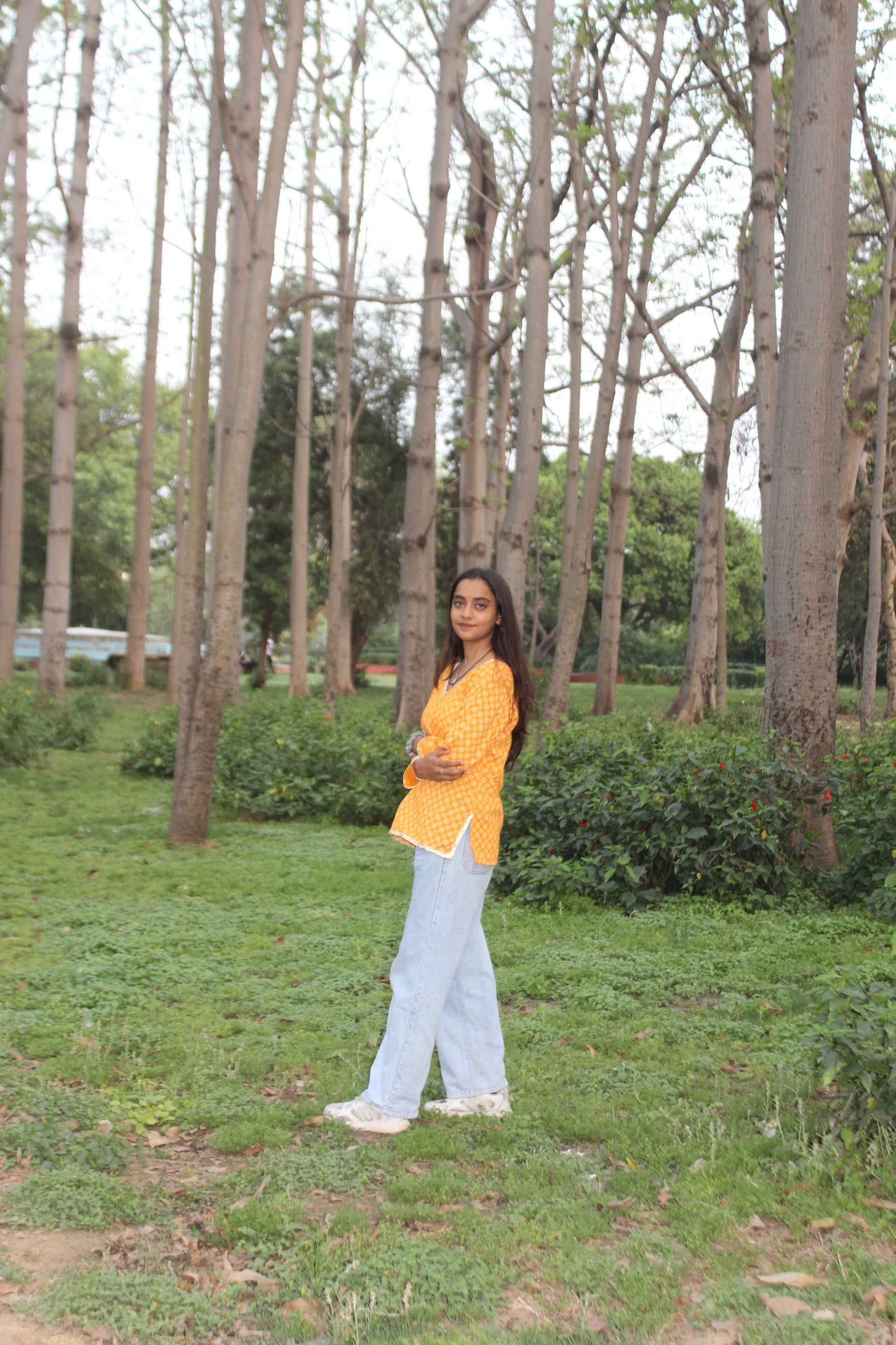 yellow dusk cotton kurti - yooneck