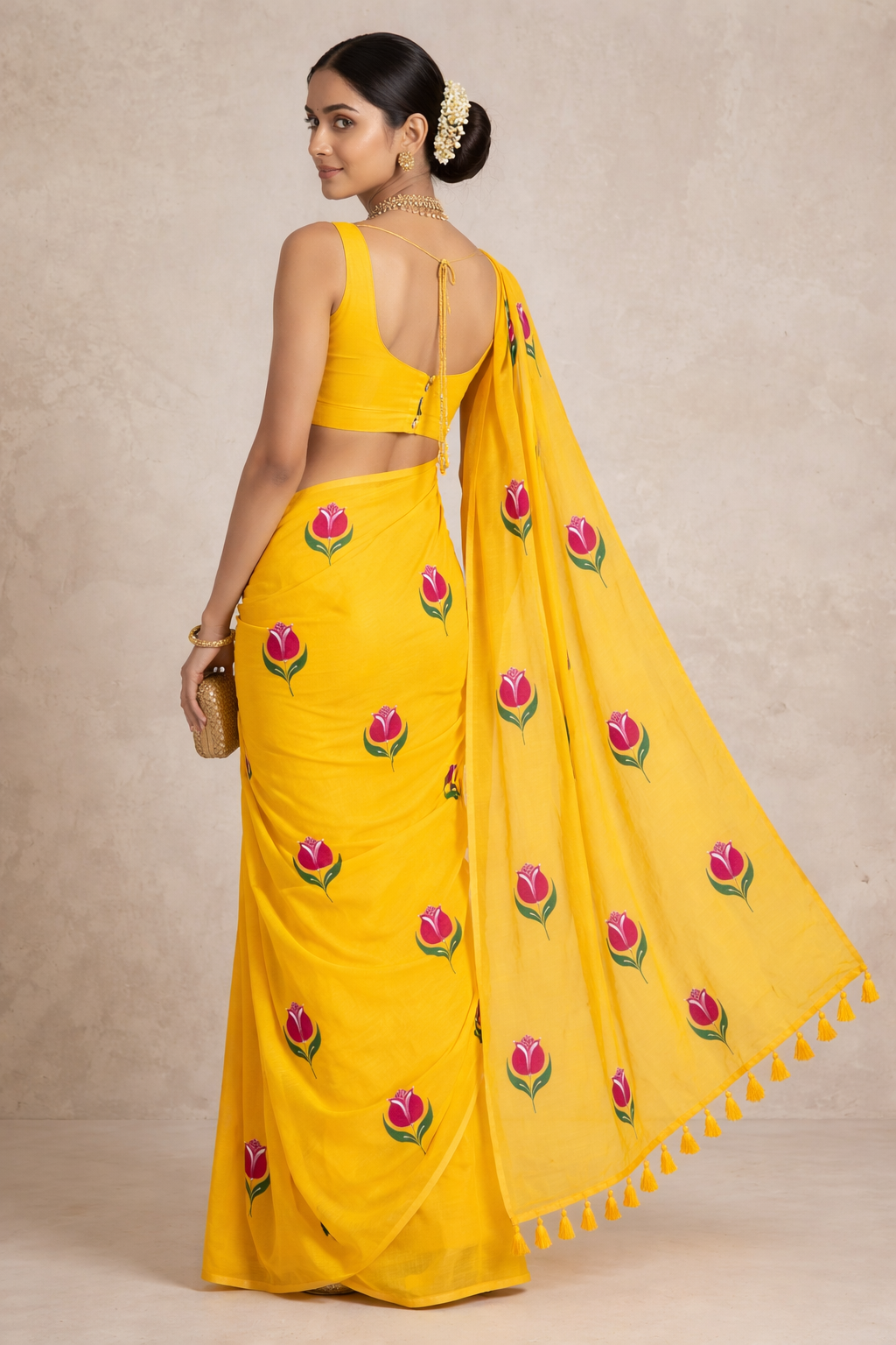 sunidhi handpainted mulmul cotton saree