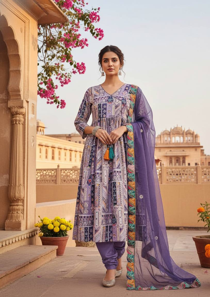 ira lavender angrakha suit set