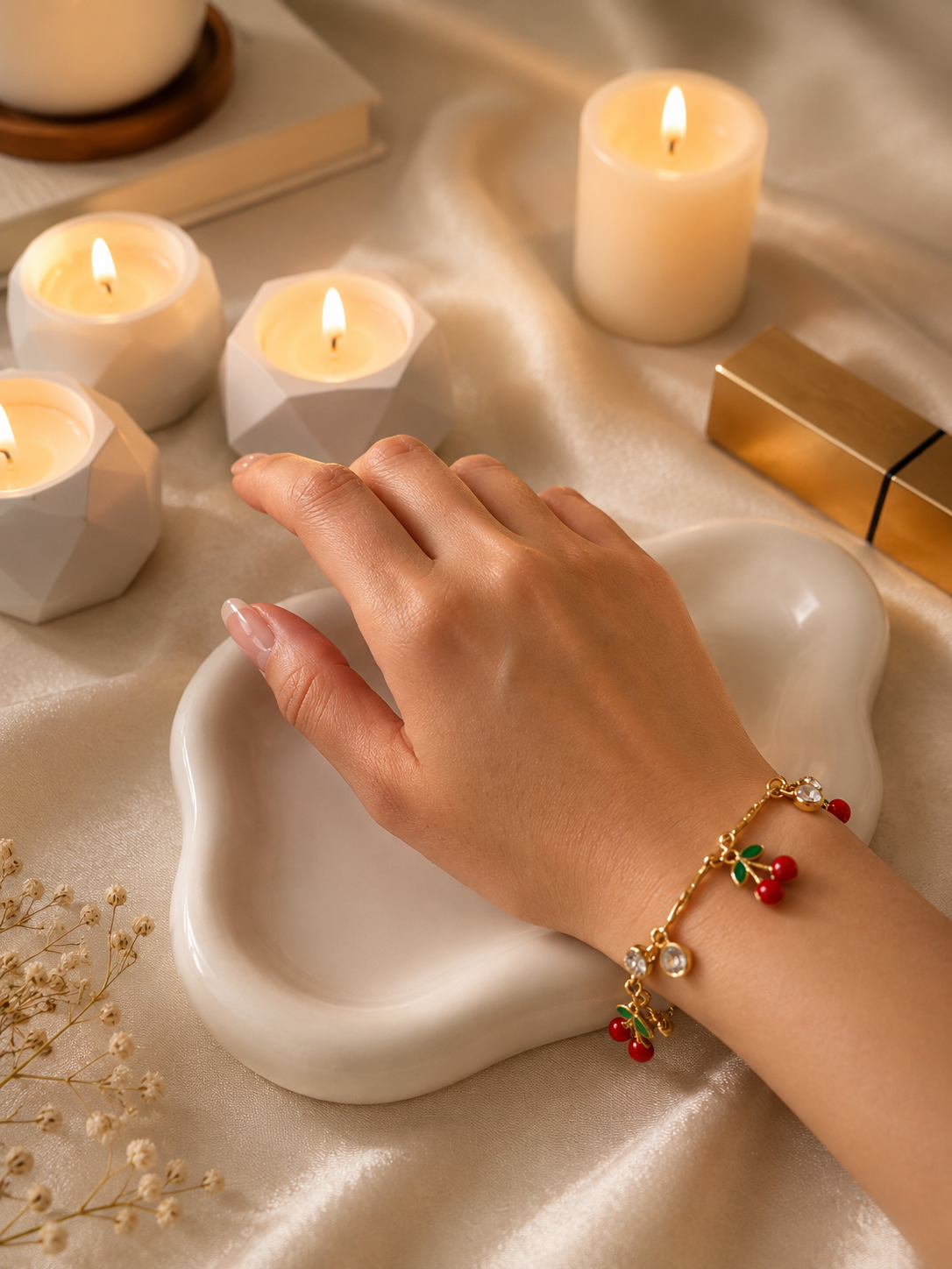 cherry blossom charm bracelet