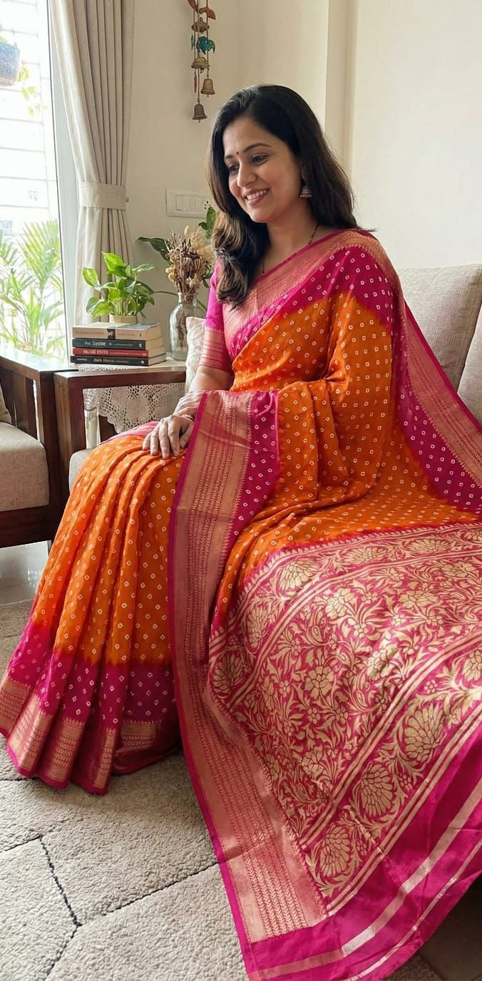 padmavati bandhani dolla silk saree