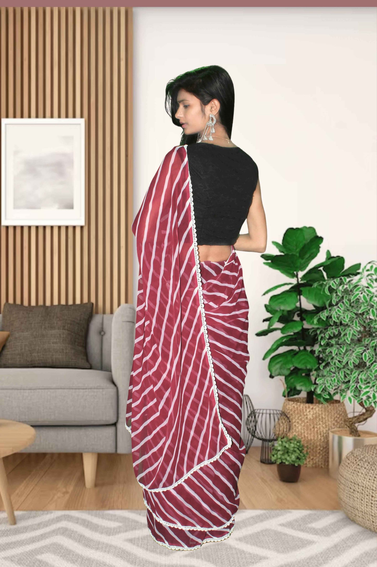 aafreen georgette laheriya saree with blouse