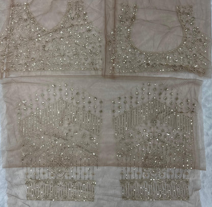 Golden Aura Sequins Embroidered Net Saree with Designer Blouse