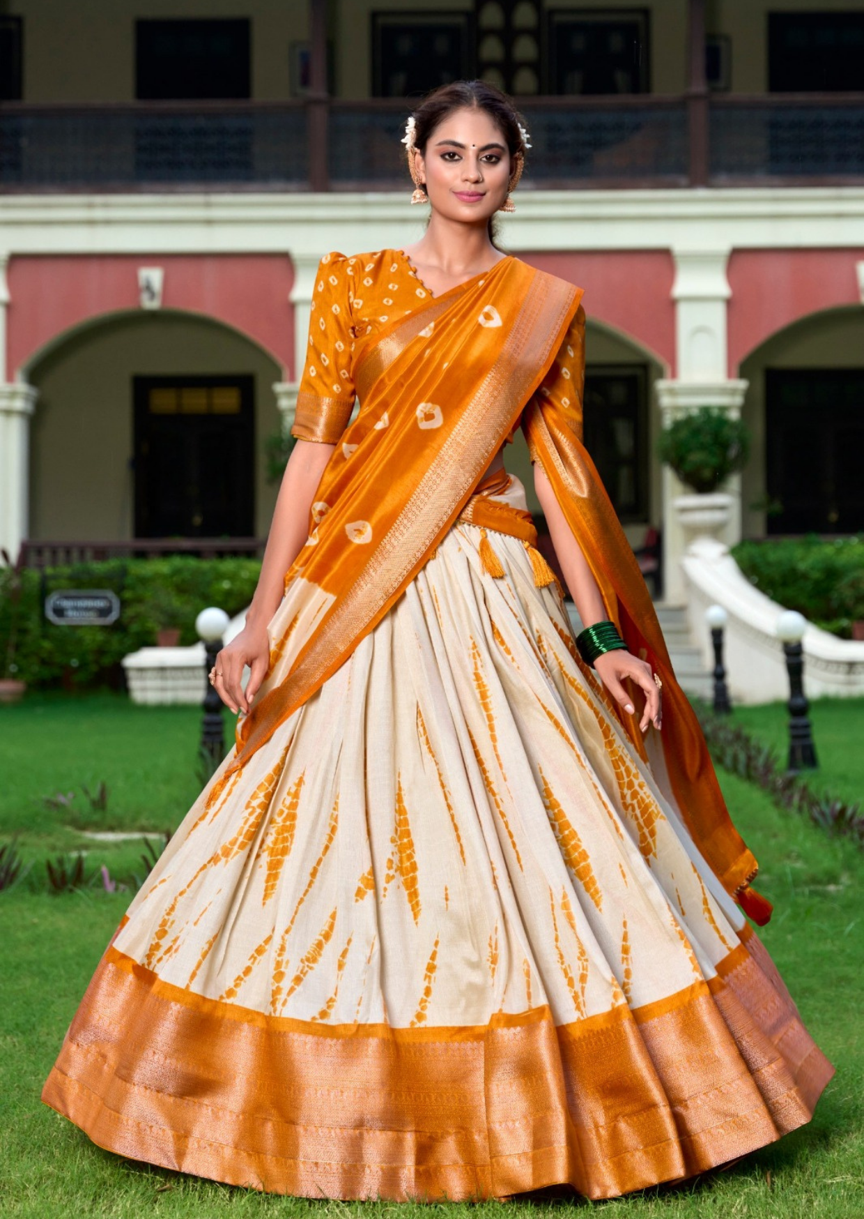 gulzar suryamukhi shibori zari dola silk lehenga set