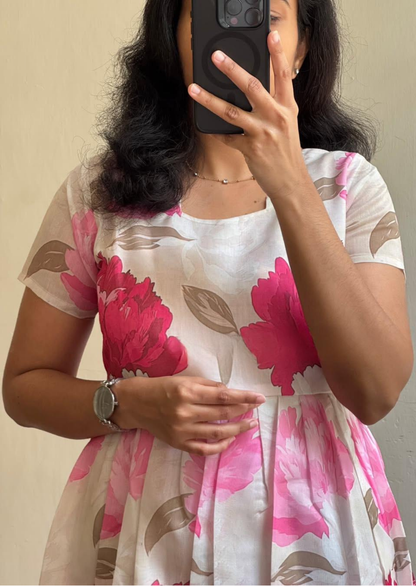 Gulabi Pushpanjali Soft Cotton Dress