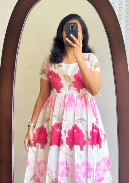 Gulabi Pushpanjali Soft Cotton Dress