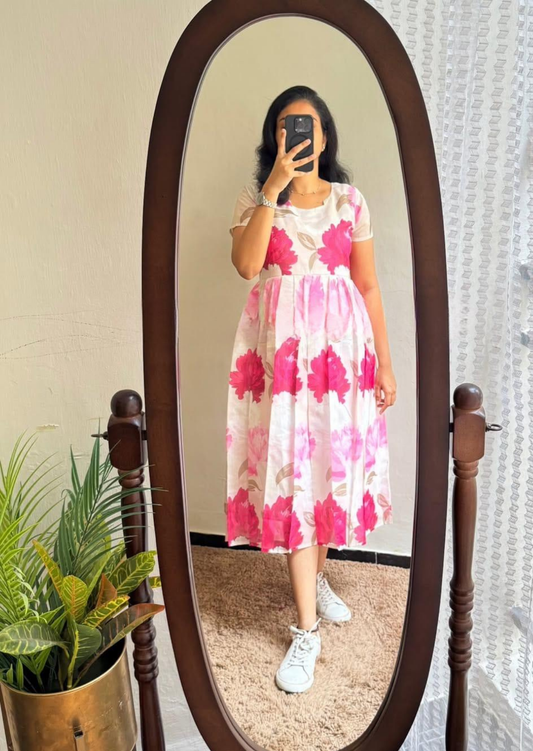 Gulabi Pushpanjali Soft Cotton Dress