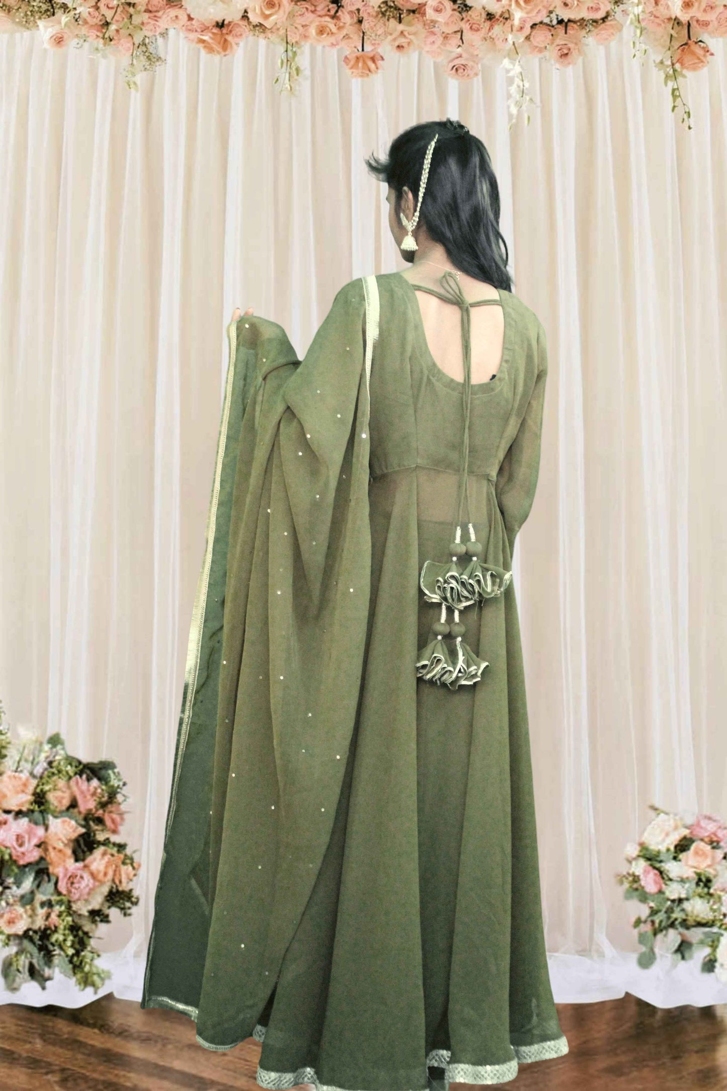 heena green anarkali suit set