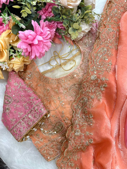 GulAab Pehrava Ombre Designer Saree