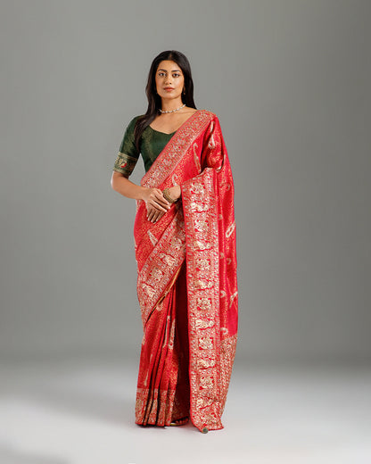 Premium Rani Kanjivaram Silk Saree with Zardozi & Cutdana Work