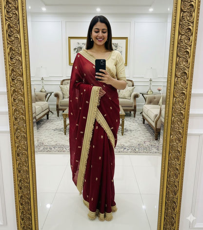 Rajsi Crimson Zari Elegance Saree