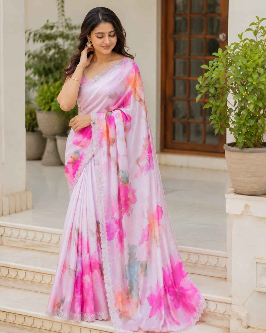Kaagaz Ke Phool  Maheshwari Silk Saree with Diamond Cutwork Border