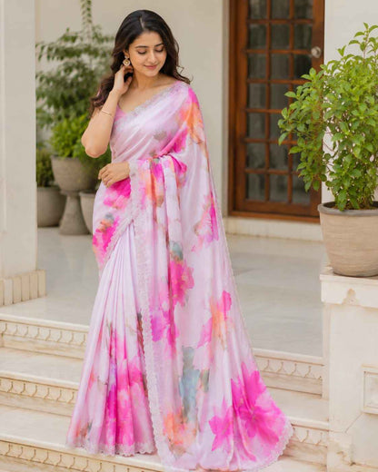 Kaagaz Ke Phool  Maheshwari Silk Saree with Diamond Cutwork Border