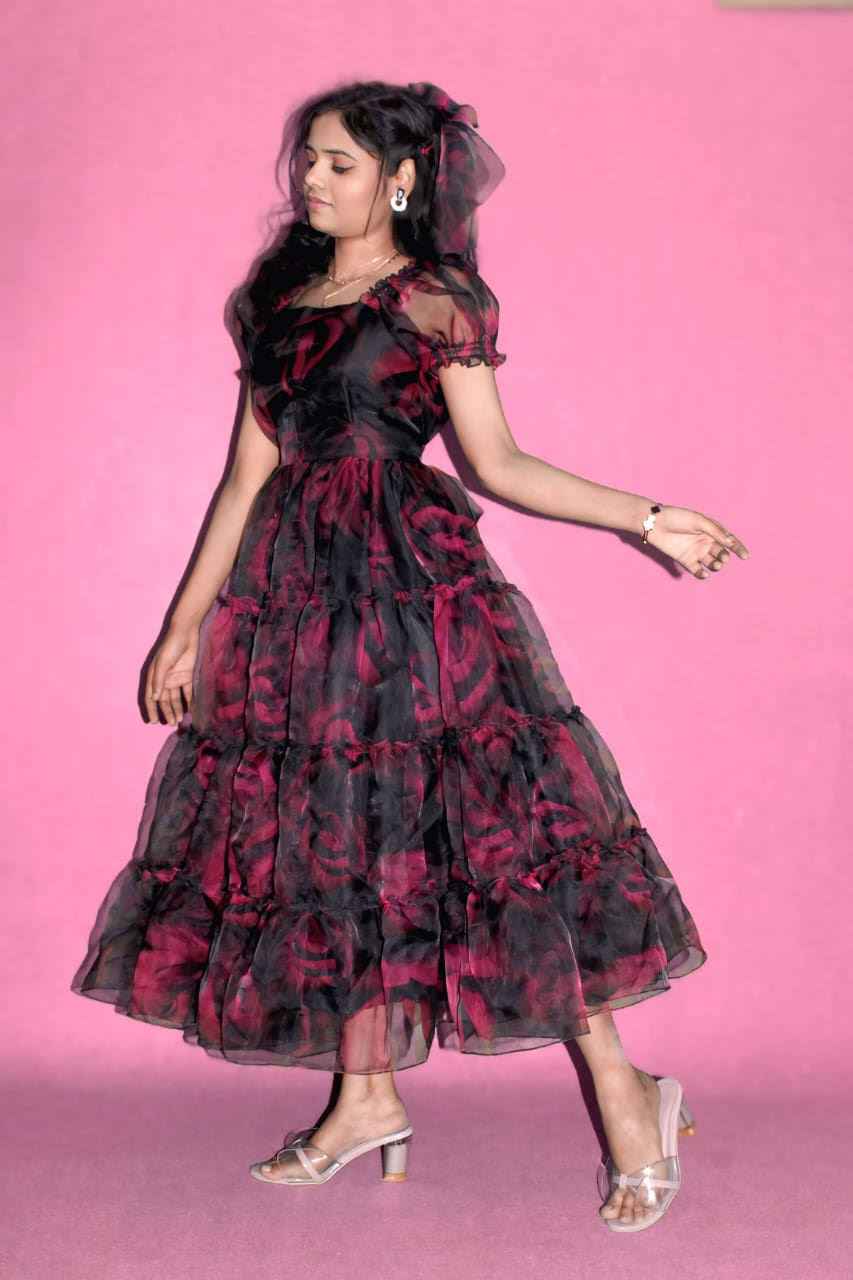 Victorian Glamour Floral Organza Dress
