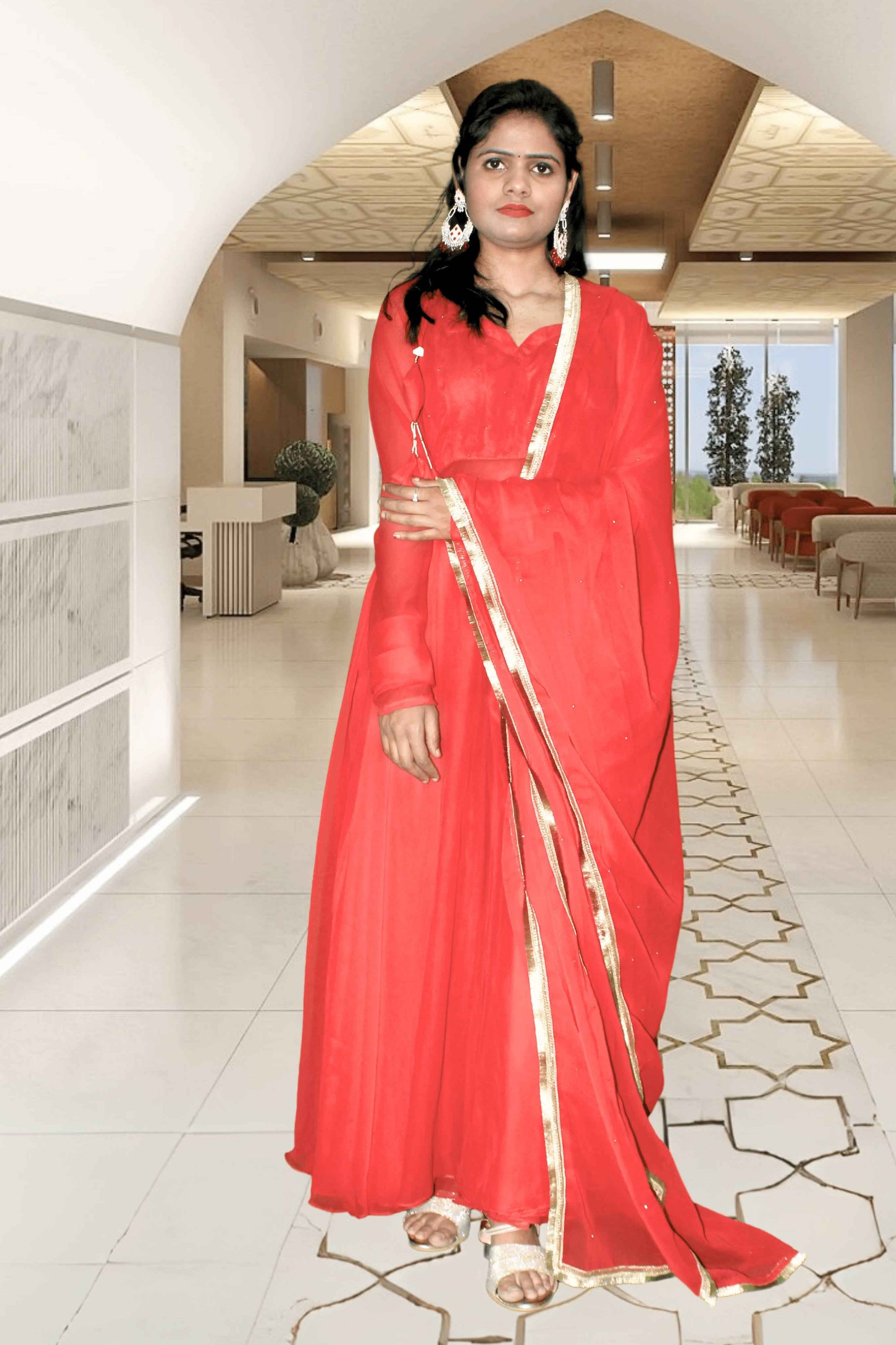 Khanak Red Georgette Anarkali Suit Set
