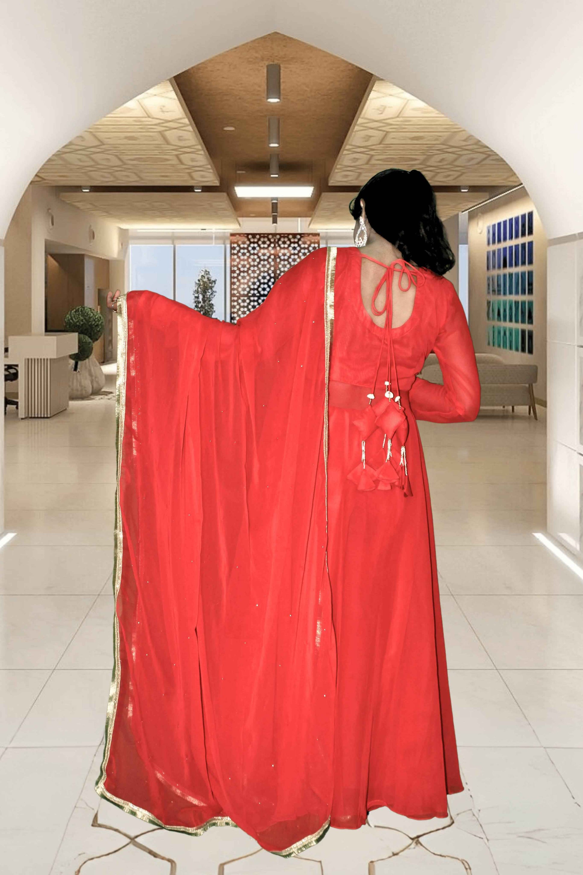 Khanak Red Georgette Anarkali Suit Set
