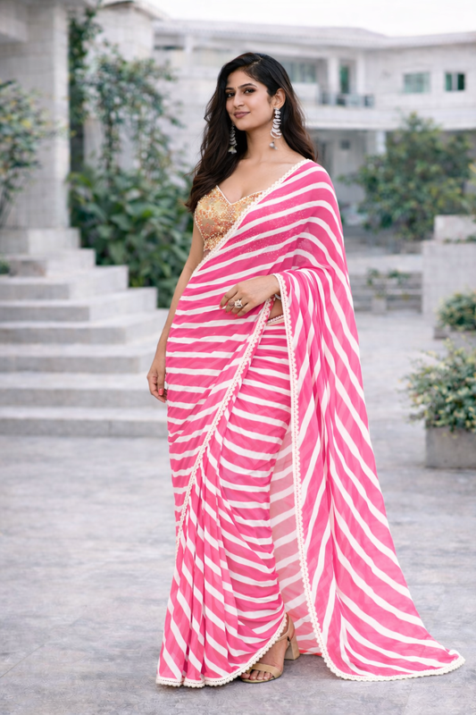 Blush Radiance Leheriya Georgette Saree