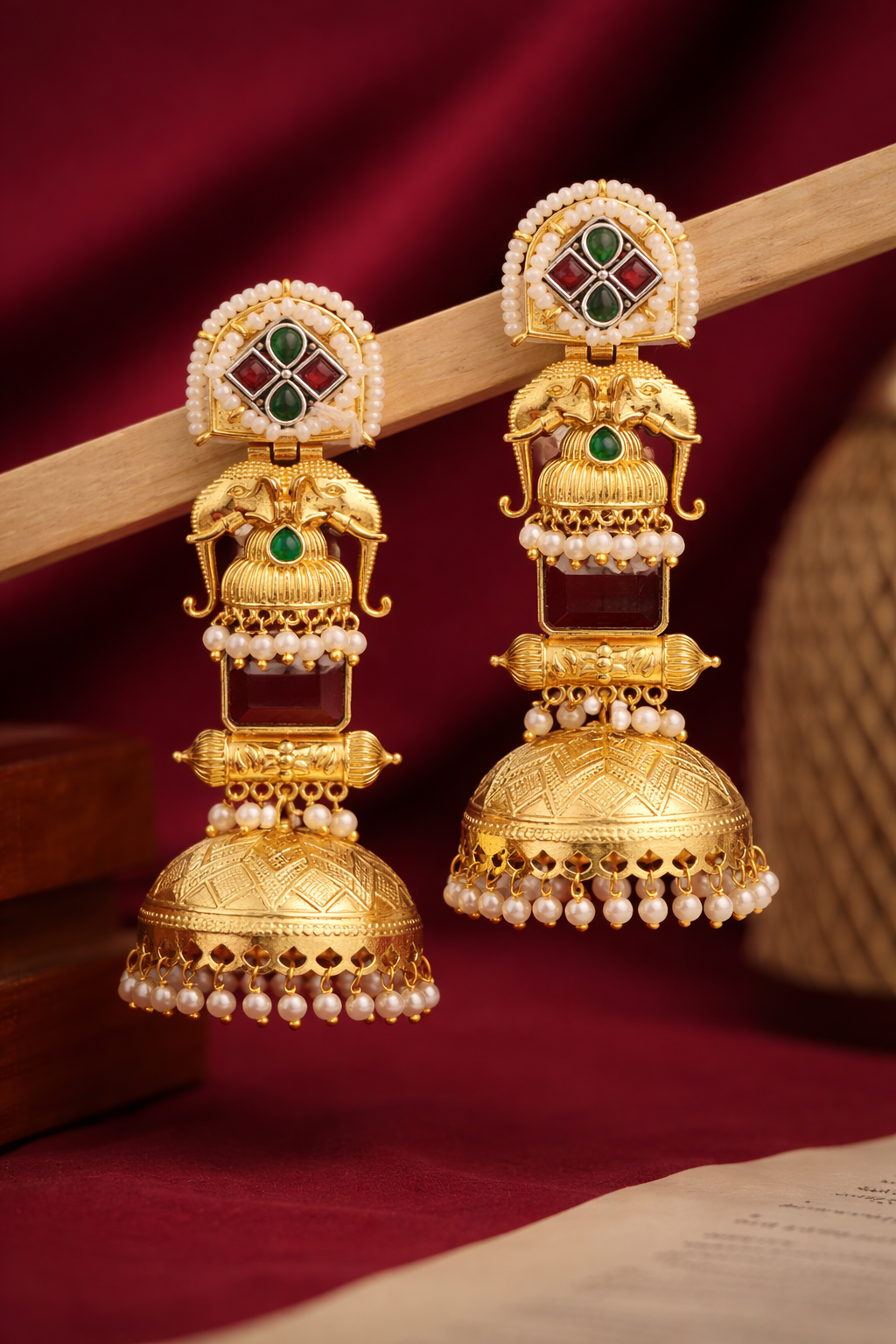 parikha royal temple jhumki earrings - yooneck