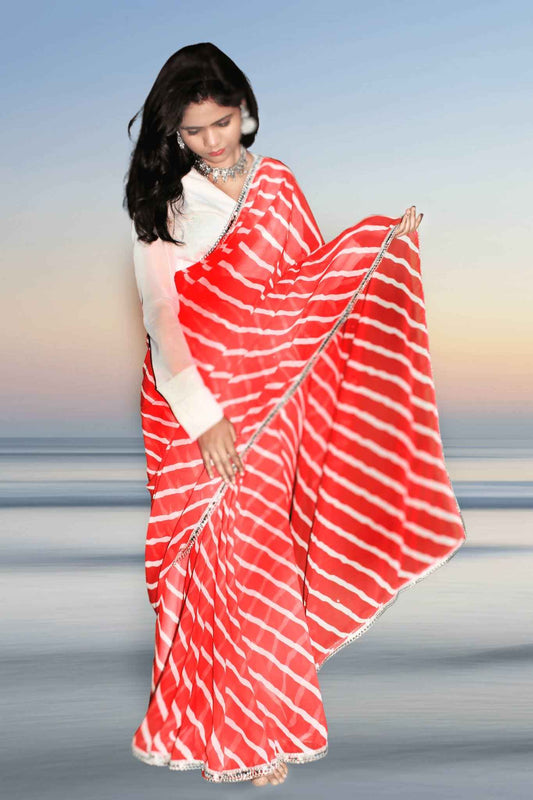 Sindoori Adaa Lahariya Georgette Saree Set with Blouse