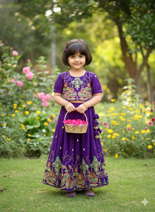 Royal Amethyst Kids Embroidered Lehenga Set