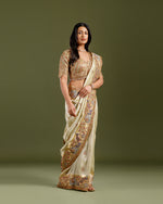 Golden Tissue Weave Saree with Resham, Zardozi, Cutdana & Embroidery Work