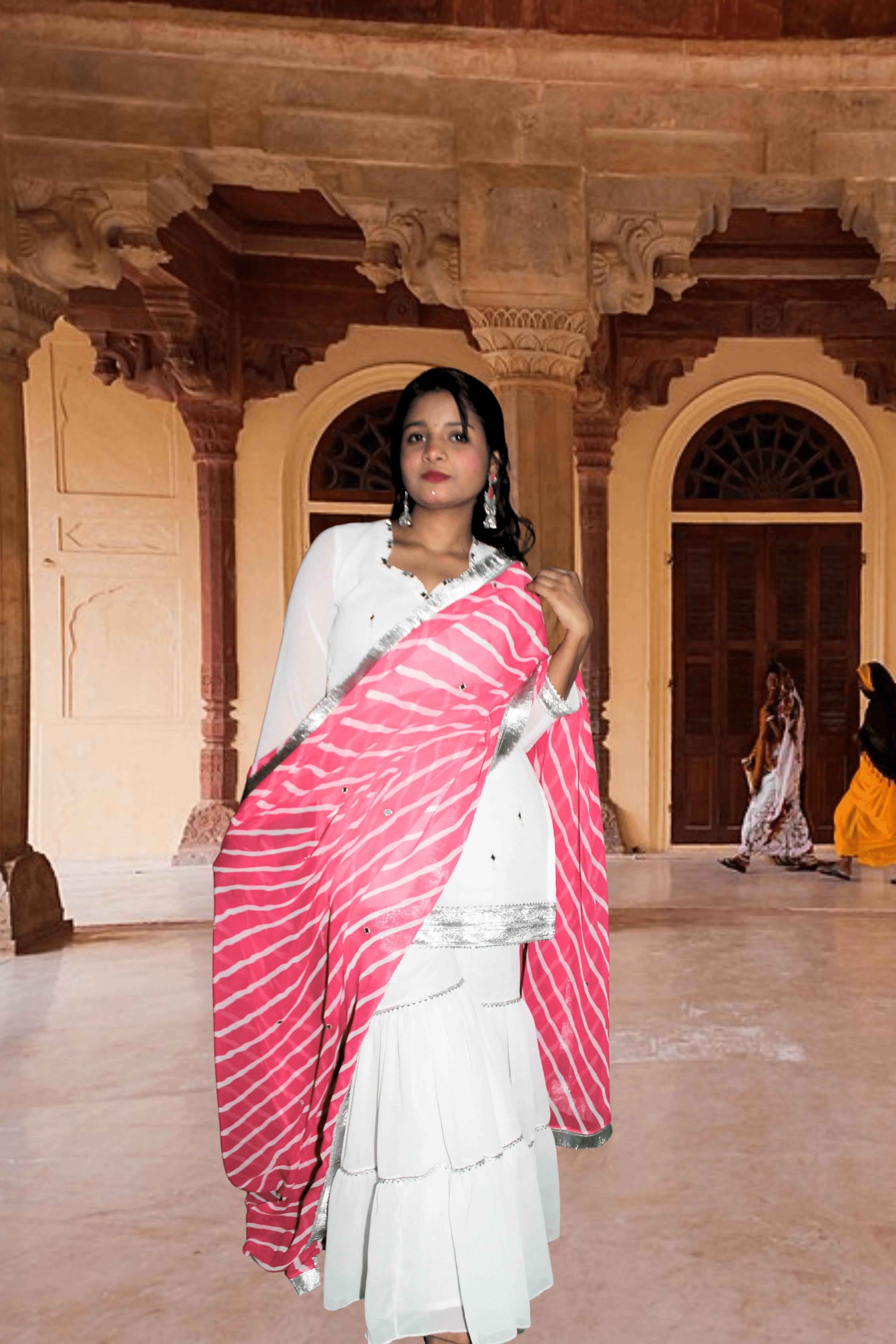 Noor White Georgette Sharara Set