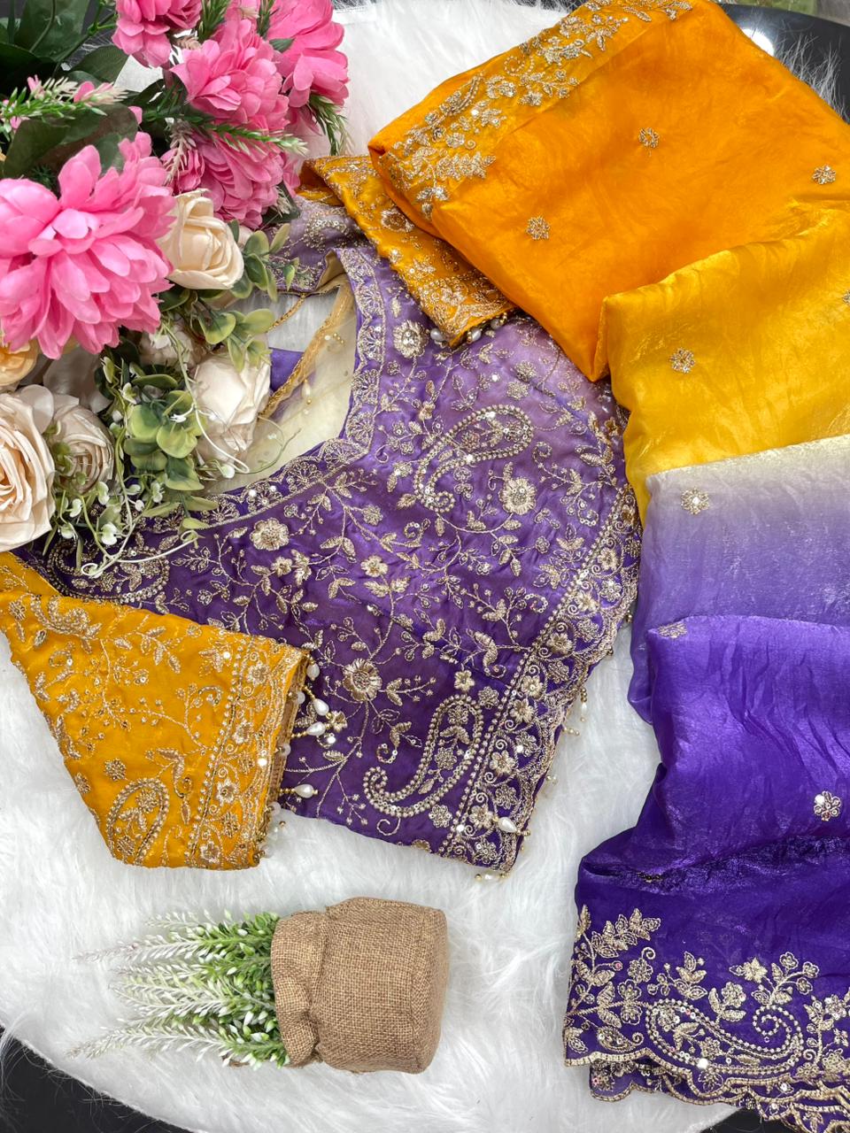 suryajamuni rangleher designer saree