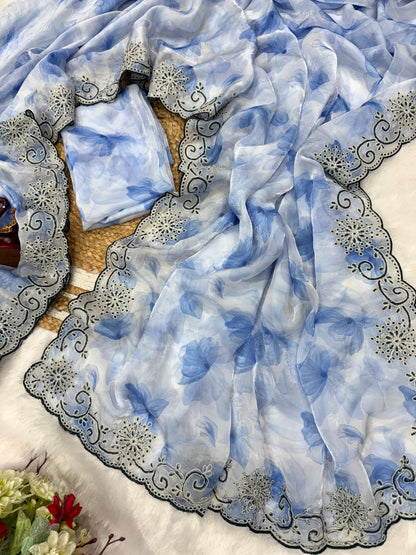 Ira Devyani Embroidered Space Silk Saree