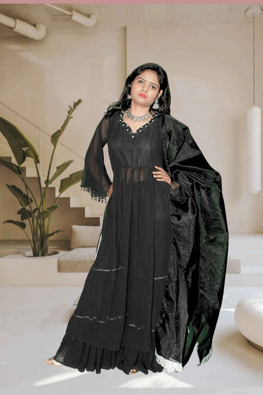 Shyama Black Sharara Set