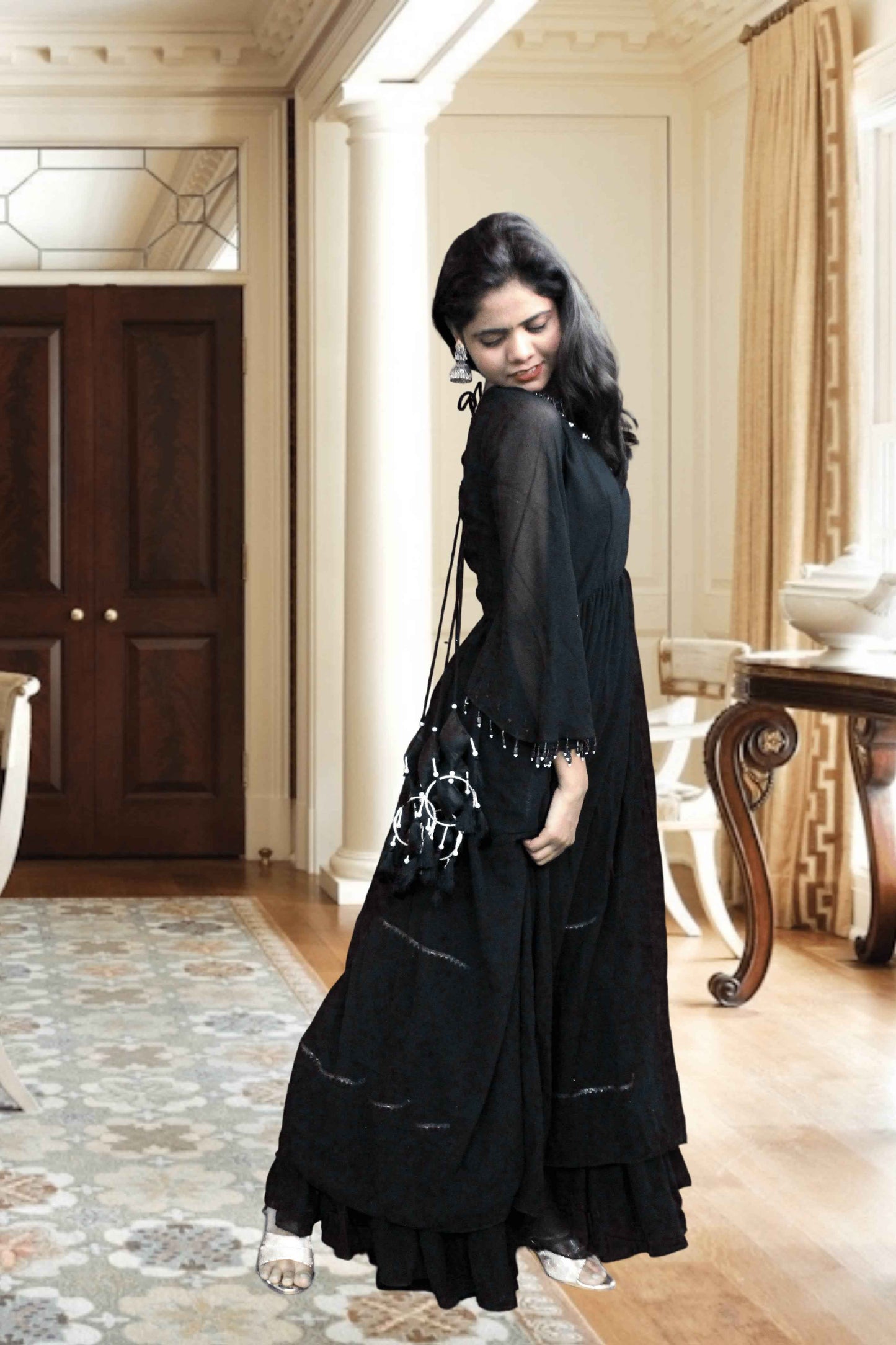 shyama black sharara set