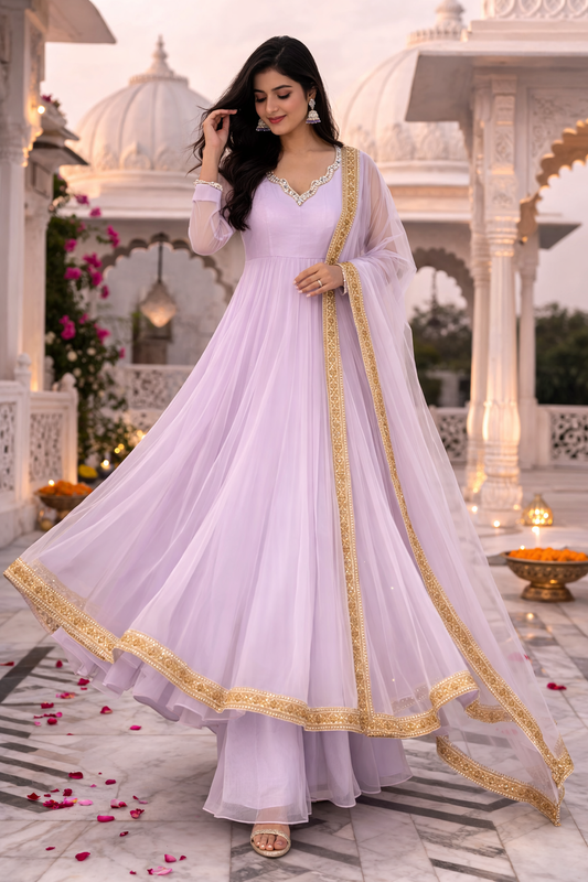 Shagun Lilac Anarkali Suit Set