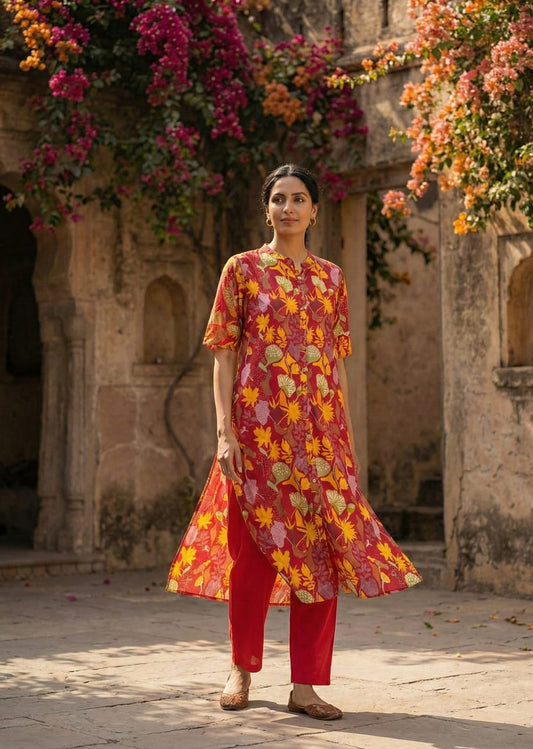 Naira Autumn A-Line Kurti Set