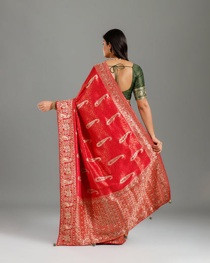 Premium Rani Kanjivaram Silk Saree with Zardozi & Cutdana Work