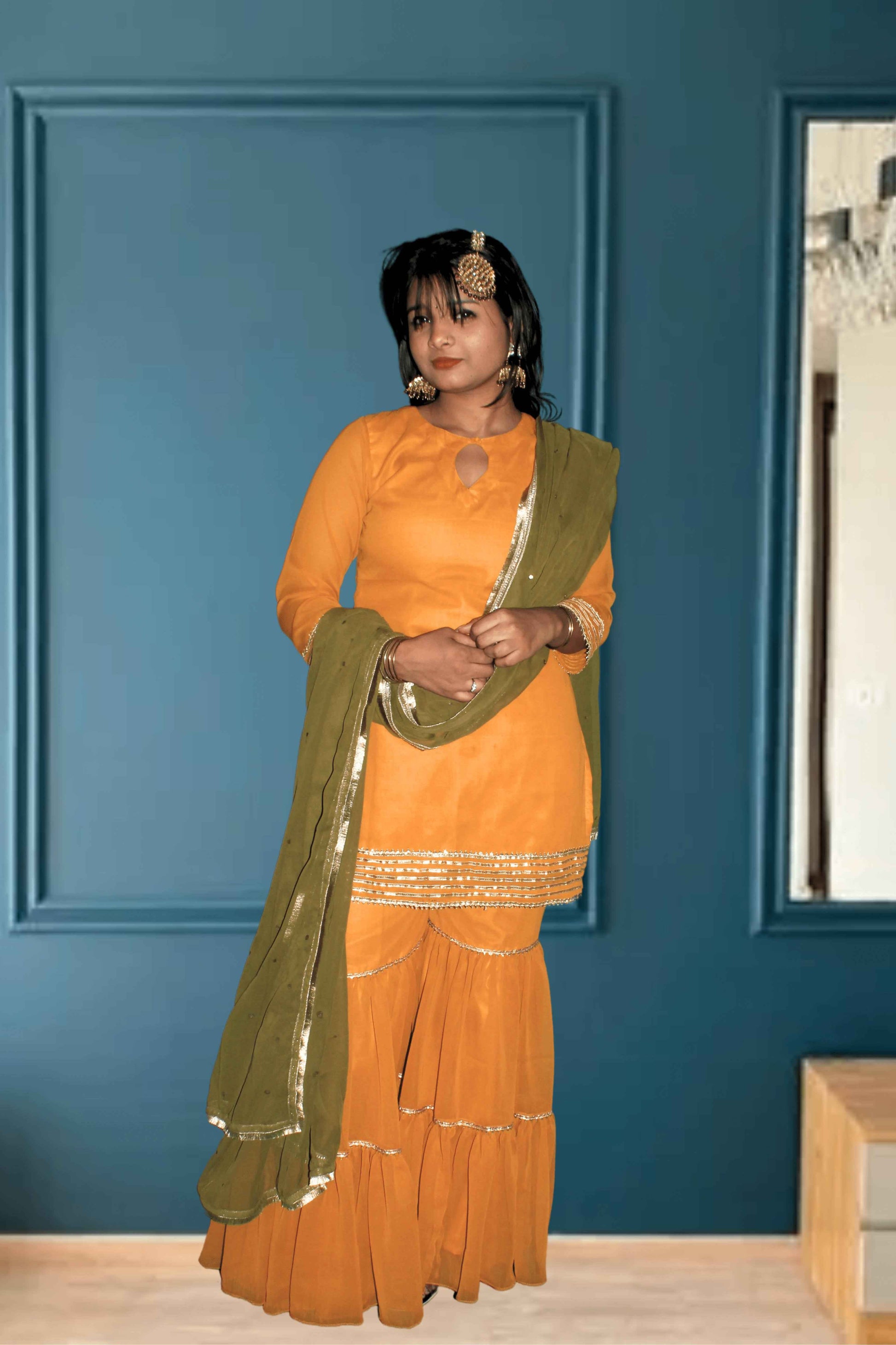Mustard Bliss Georgette Sharara Set