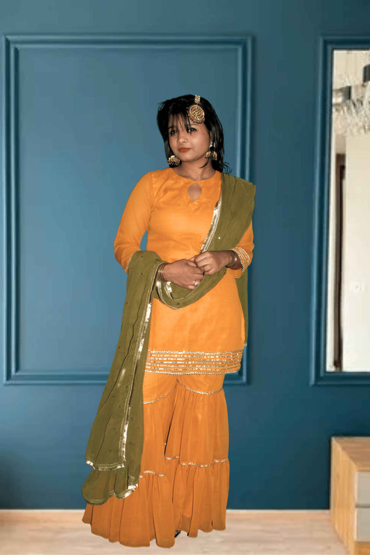 Mustard Bliss Georgette Sharara Set
