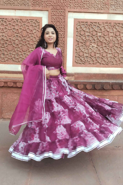 Angoori Elegance Floral Print Organza Lehenga Set