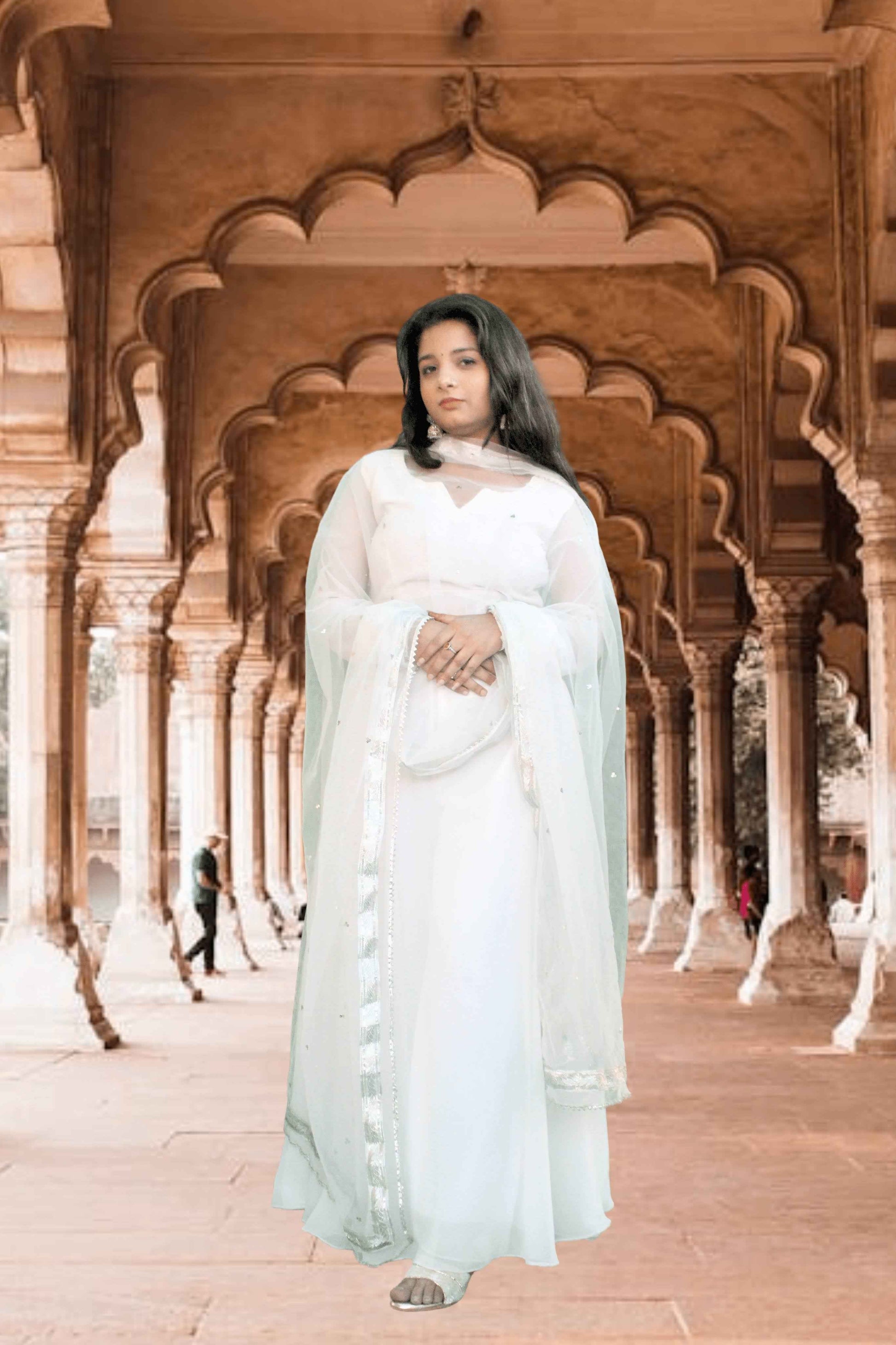 Roohani Adaa White Anarkali Set
