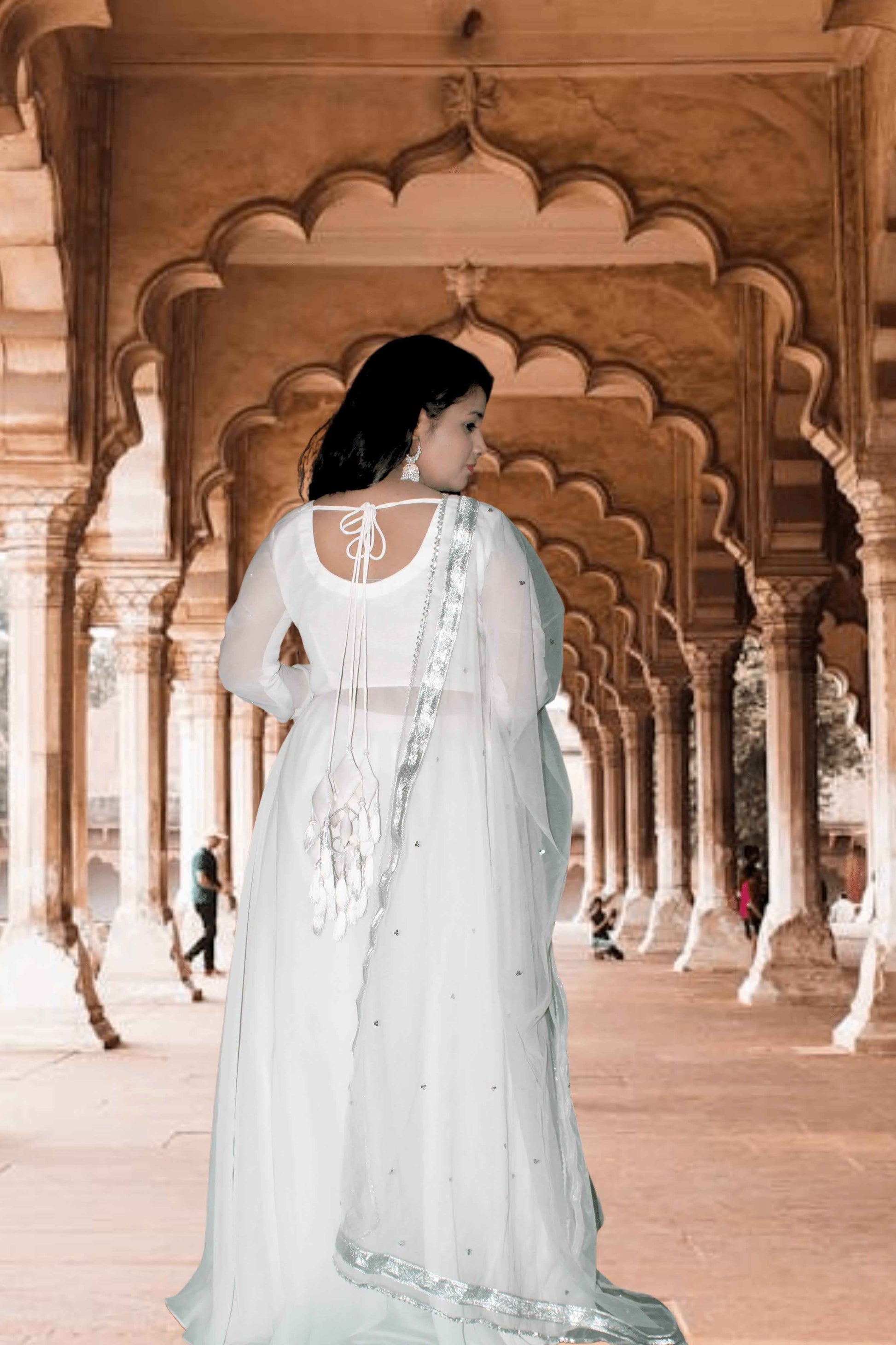 Roohani Adaa White Anarkali Set