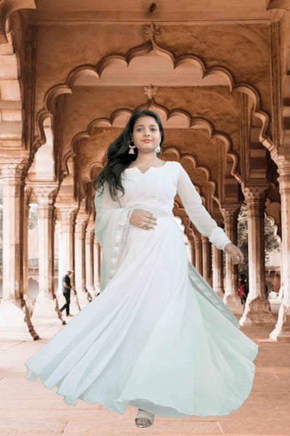 Roohani Adaa White Anarkali Set